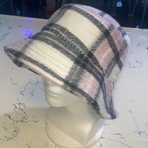 H&M Pink and Gray Plaid Bucket Hat